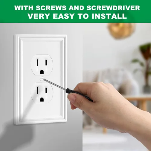 Vista 6 de Cubiertas blancas para enchufes de pared, placa decorativa moderna para interruptor de luz, cubierta de enchufe, placas de interruptor, cubierta
