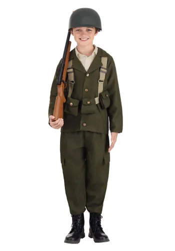 Vista 3 de Disfraz Deluxe de Soldado de la Segunda Guerra Mundial para Niños Multicolor
