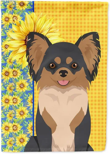 Vista 260 de Caroline's Treasures WDK5313GF Bandera de jardín con diseño de girasoles de verano, color negro y tostado, Airedale Terrier para buzón, bandera