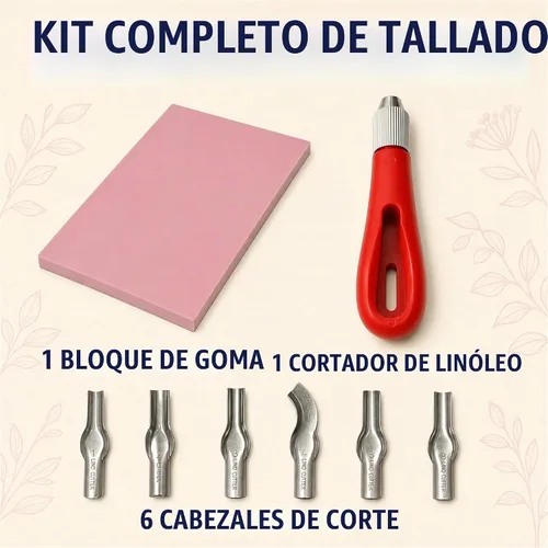 Vista 8 de Kit de fabricación de sellos de bloque de goma con herramientas de corte, 1 sello de goma para tallar, impresión y más