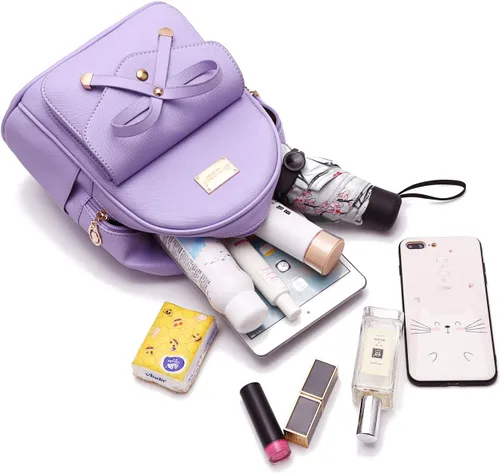 Vista 4 de Bonita mochila de piel con lazo para mujer