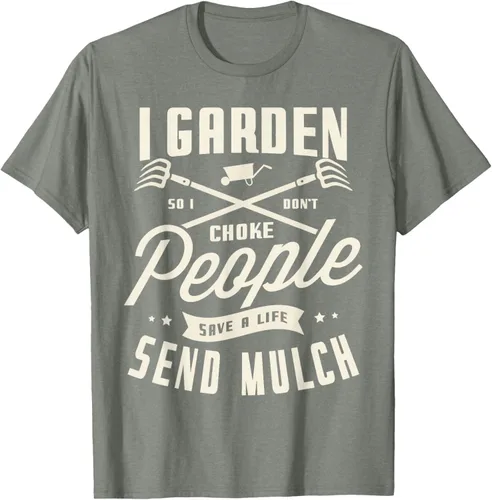 Vista 22 de I garden so I don't choke People save Life spend mulch T-Shirt, Negro
