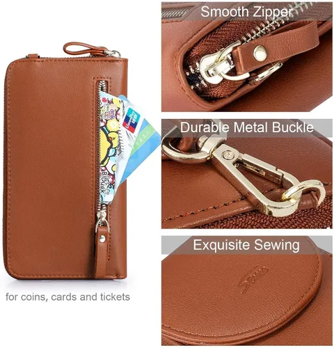 Vista 8 de S-ZONE Bolso grande del bolso del hombro del cuero genuino de las mujeres paquete grande del bolso del bolso del bolso con la pequeña bolsa