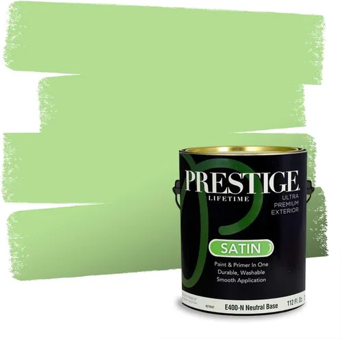 Vista 112 de Prestige Paints - Pintura exterior e imprimación en uno, 1 galón, plano, compatibilidad comparable con el color menta «Whipped Mint» de Behr