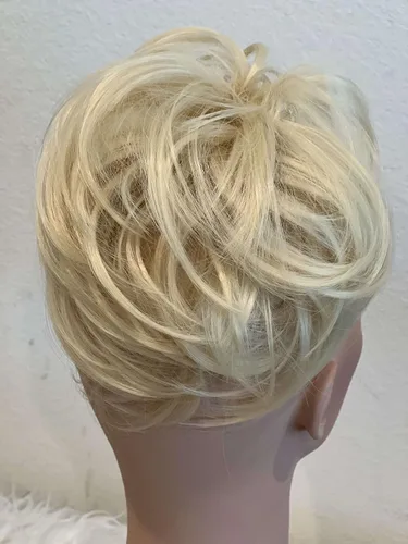Vista 3 de Apexhairs - Extensión de moño de cabello sintético lacio, extensiones de moño corto, accesorios para el cabello, moño elástico fácil de coletar