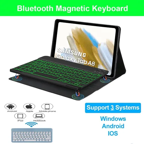 Vista 4 de Funda con teclado para Samsung Galaxy Tab A11 Plus / A9 Plus de 11 pulgadas, con retroiluminación Bluetooth A9+ con soporte para bolígrafo S