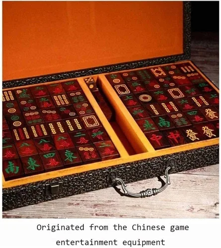Vista 5 de Juego de mahjong chino, juego de 144 mini mahjong, juego de mahjong chino con caja de madera, azulejos de Mahjong para viajes, fiesta, juego familiar