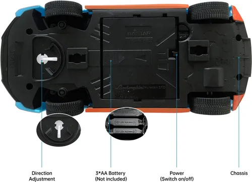 Vista 7 de RASTAR por Lamborghini Huracan STO RC Car 1:24 Escala Control Remoto Coche de Juguete, Vehículo Modelo R/C para Niños Negro RC - Azul