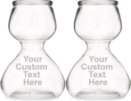 Vista 4 de QUAFFER Vaso de chupito personalizado con texto personalizado, vasos de chupito grabados con láser de doble burbuja – Jigger de chupito
