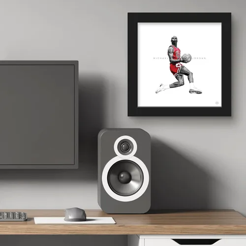 Vista 5 de Trends International Gallery Pops Michael Jordan - Póster de pared icónico de Jordania, 12 x 12 pulgadas, versión de marco negro