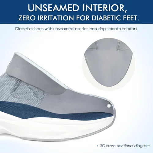 Vista 3 de Ortho+rest Zapatos para caminar diabéticos para hombre, zapatos para edema para pies hinchados, soporte de arco, zapatillas ortopédicas