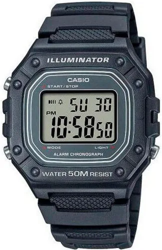 Vista 6 de Casio W218H Series Men’s Digital Watch 50M WR 1/100 Second Stopwatch 100 SEC Chronograph LED Backlight Countdown Timer Daily Alarm