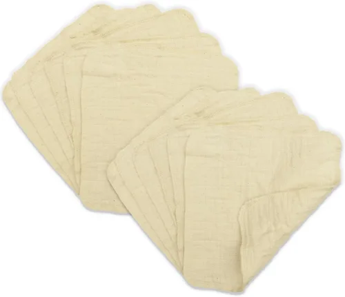 Vista 4 de OsoCozy Toallitas de muselina para bebé, 12 unidades, 100% algodón sin blanquear, toallitas de tela reutilizables para pieles sensibles, de secado