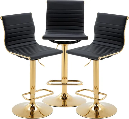 Vista 23 de chairus Juego de 2 taburetes de bar giratorios modernos, taburetes de bar ajustables con altura de mostrador, taburetes de piel sintética sin brazos