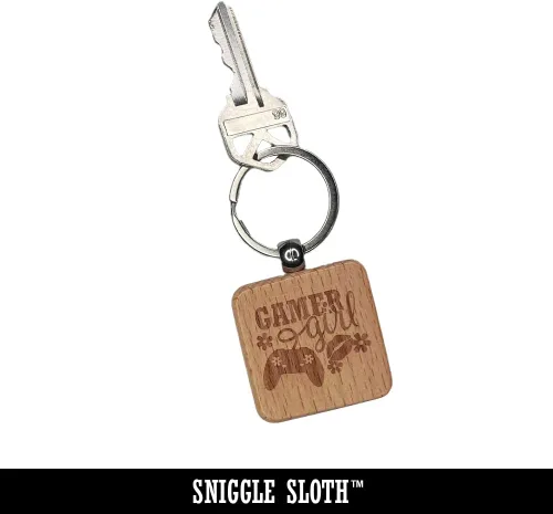 Vista 4 de Sniggle Sloth Llavero cuadrado de madera grabado con diseño de perro bulldog francés con corazón, Madera clara