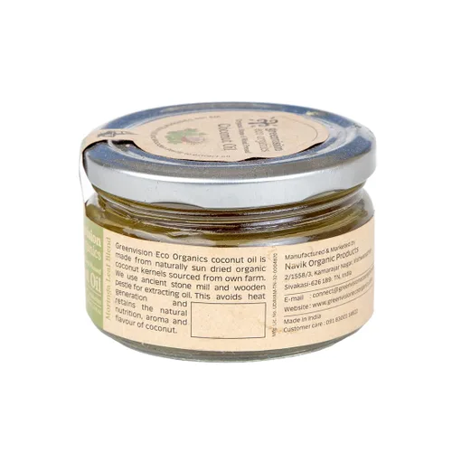 Vista 2 de Aceite de coco orgánico prensado a piedra y madera, 6.76 Fl Oz 6.8 fl oz - Aceite de mezcla de hojas de Moringa