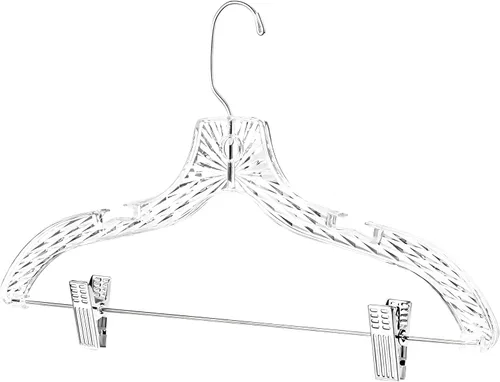 Vista 9 de HARDW Perchas para ropa con clips de plástico, juego de 12 unidades, perchas resistentes para vestidos, camisetas, camisas, trajes, perchas