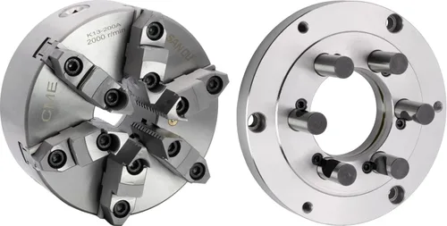 Vista 8 de CME Portabrocas de torno autocentrante de 3 mandíbulas de 8 pulgadas con placa de respaldo Camlock D1-5, mordazas reversibles de dos piezas