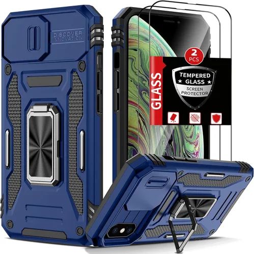 Vista 27 de Funda para iPhone 12 Pro Max con 2 protectores de pantalla, cubierta deslizante integrada para cámara para 12Pro Max, funda para teléfono