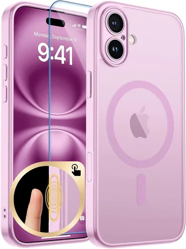 Vista 121 de zapica Funda magnética para iPhone Air, con protector de pantalla de vidrio templado, compatible con MagSafe, translúcida mate, a prueba de golpes