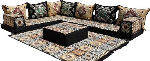 Vista 13 de arabicsofa Sofá de suelo en forma de L de 4 pulgadas de grosor, asiento, almohada de suelo, juego de sofá seccional, muebles de patio, majlis árabe