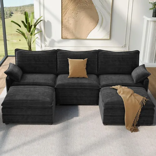 Vista 35 de Vesgantti Sofá modular de 108 pulgadas, cómodo sofá de nube con asiento profundo otomano movible, sofá modular en forma de L, sofás seccionales