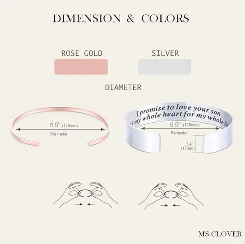 Vista 3 de MS. CLOVER Regalos motivacionales para mujeres, hombres y niñas, pulsera de aliento personalizada, regalos para mamá, amiga, joyería de palabras
