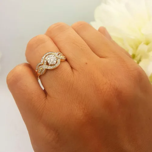 Vista 5 de Dazzlingrock Collection Anillo de compromiso de oro de 10 quilates con diamantes redondos de 0,40 quilates (quilates)