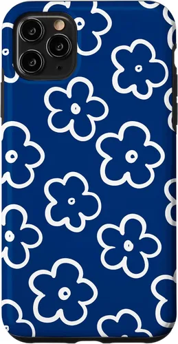 Vista 13 de Lindo patrón de flores silvestres azul marino y blanco floral caso para iPhone 17