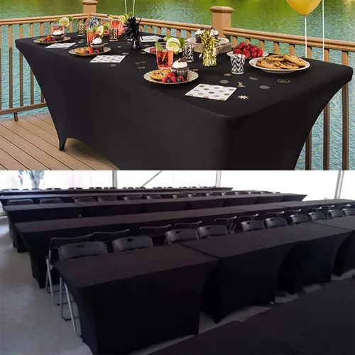 Vista 7 de Reliancer Mantel rectangular de elastano ajustado a la mesa para fiestas al aire libre, exhibición, DJ, banquetes, comerciantes, recepción de boda