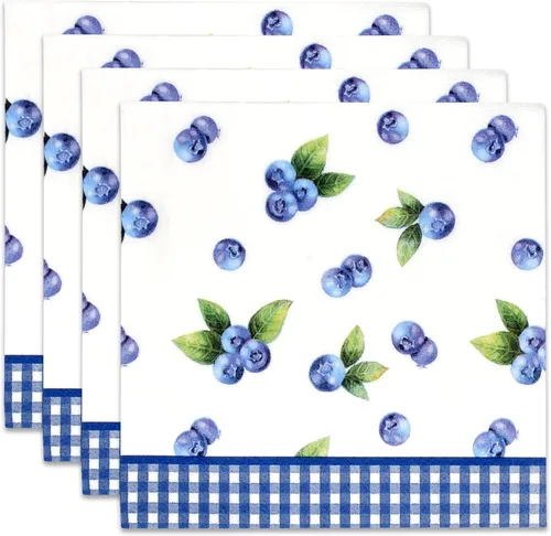 Vista 8 de Gift Boutique Servilletas de cóctel de arándanos, 100 servilletas de papel de frutas y bayas para baby shower, verano, picnic, brunch, decoración