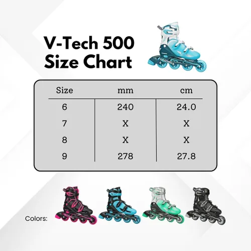 Vista 6 de Roller Derby V-Tech 500 Adjustable Performance Inline Skates for Men, Women, Kids, Teens