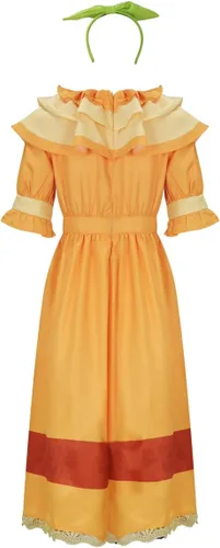 Vista 3 de Dolores - Disfraz Madrigal, vestido de manga corta para mujer, falda con collar para la cabeza, trajes de Halloween para adultos