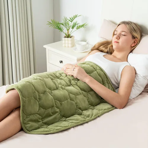 Vista 14 de Wemore Manta ponderada de regazo de 7 libras para adultos, manta pequeña con peso para viajes, calma, relajación, siesta y dormir, almohadilla