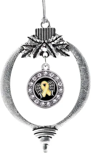 Vista 26 de Inspired Silver - Adorno con dije de cara de carlino - Adornos navideños de círculo de plata con joyas de circonita cúbica