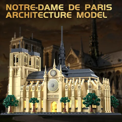 Vista 7 de Notre Dame de Paris - Juego de construcción de arquitectura con luz LED, 1757 piezas, modelo coleccionable de bloques de construcción emblemáticos