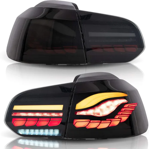 Vista 9 de VLAND Conjunto de luces traseras para Golf 6 2010-2014, lámparas traseras con DRL, luz trasera con luces antiniebla y señal de giro secuencial