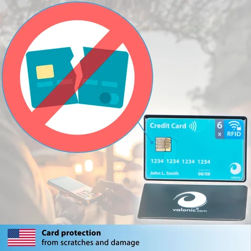 Vista 8 de valonic Juego de 6 fundas de bloqueo RFID - inserción desde la parte superior, funda protectora de tarjeta de crédito para cartera - Bloque