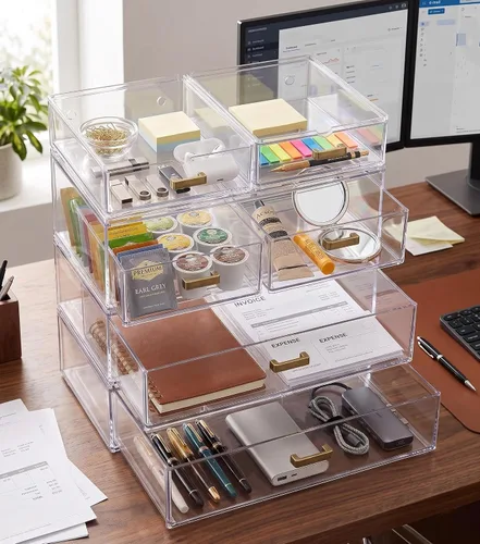 Vista 2 de LALOBLUE Organizador de maquillaje de biberón con cajón acrílico