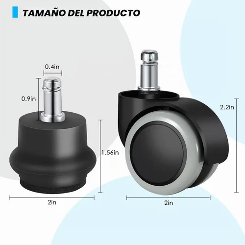Vista 4 de Omyoffice Juego de deslizadores para campanas de rueda de silla, 5,1000 Negro