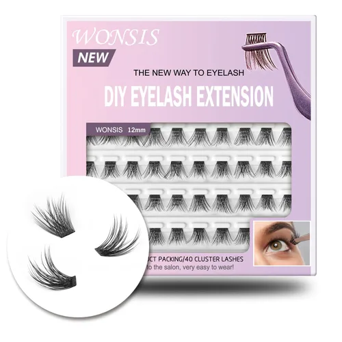 Vista 9 de Extensiones de pestañas en racimo de pestañas, pestañas individuales reutilizables, extensiones de pestañas individuales naturales para extensiones