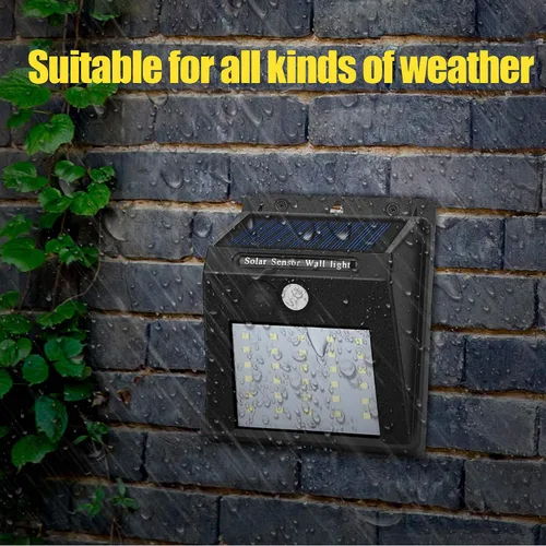 Vista 3 de Luces solares con sensor para exteriores, 30 LED, inalámbricas, impermeables, de seguridad, con sensor de movimiento solar, luces de pared