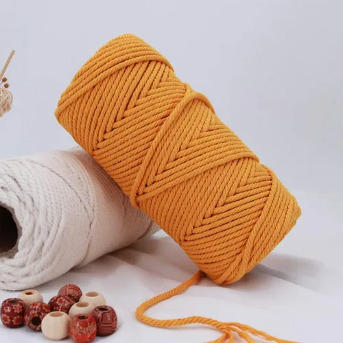 Vista 43 de Cordón de macramé beige de 0.078 pulgadas x 220 yardas, cuerda de algodón torcido de 4 hebras natural para colgar en la pared, manualidades, cordel