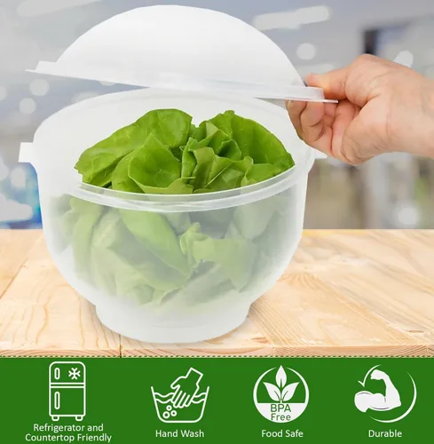 Vista 2 de Home-X Lechuga Keeper – Conservador de lechuga sin BPA para refrigerador para mantener ensaladas y verduras frescas – 7 x 8 pulgadas lechuga más