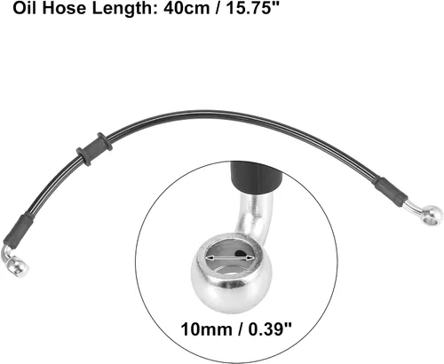 Vista 3 de Motoforti Universal 40 cm 15.75" Manguera de Aceite para Freno y Embrague de Motocicleta, Tubo de Línea Hidráulica Reforzada, Acero Inoxidable Negro