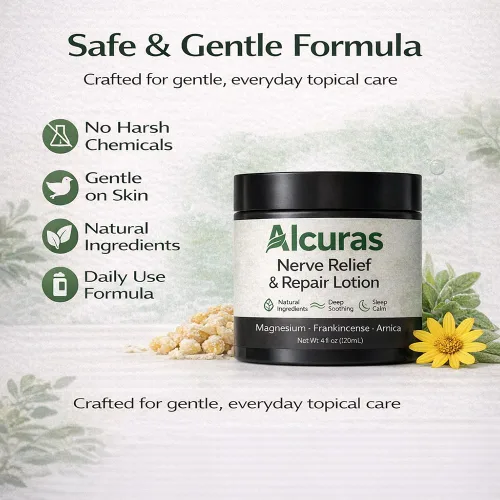 Vista 5 de Alcuras - Crema para nervios, loción de neuropatía Alcura con árnica y magnesio para rodilla, crema corporal hidratante de magnesio, calmante