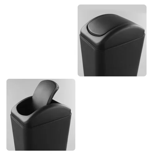 Vista 5 de Hespama Bote de basura delgado, 14L, color negro, con tapa basculante, cubo de basura para espacio estrecho