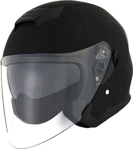 Vista 9 de 1Storm Casco de motocicleta abierto para scooter, clásico Knight Bike, lente dual/visera de sol: HJK526