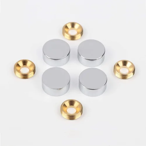 Vista 2 de Tornillos de espejo, clavos decorativos de espejo con tapa de latón, 0.6 pulgadas, cromo pulido, paquete de 4