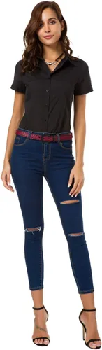 Vista 6 de Camisas de manga corta con botones para mujer, blusa de vestir básica simple